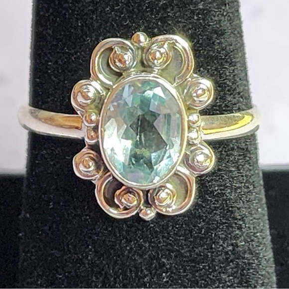 🩵2xHP🩵 Blue Topaz Ring in a Beautiful Sterling Surround - Picture 1 of 5